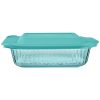 Pyrex Pyrex® Sculpted Tinted Glass 8" Square Baking Dish with Lid, Aqua