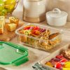 Pyrex Pyrex® MealBox™ 5.5-cup Divided Glass Food Storage Container with Green Lid
